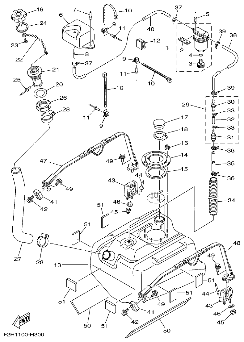 Yamaha FY1800-1HF2H300EA(1)_DE FUEL TANK parts diagram